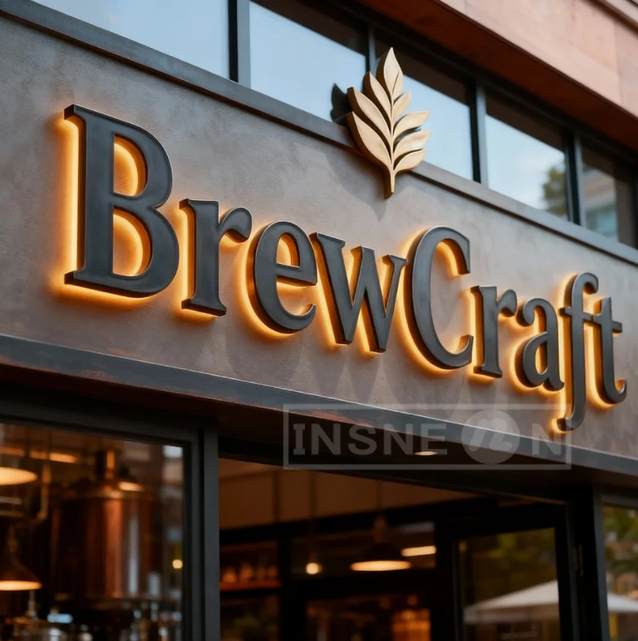 علامات معدنية مخصصة لافتات الأعمال هالة في الهواء الطلق حامل مضاءة شعار الإعلان واجهة المتجر الخلفية لافتة Led صالون #1