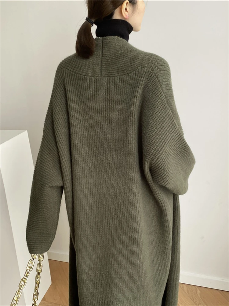 Inverno donna maglione Cardigan lavorato a maglia Oversize ragazze maglione donna Cashmere Pullover top manica lunga Maxi Vintage Y2k spessa