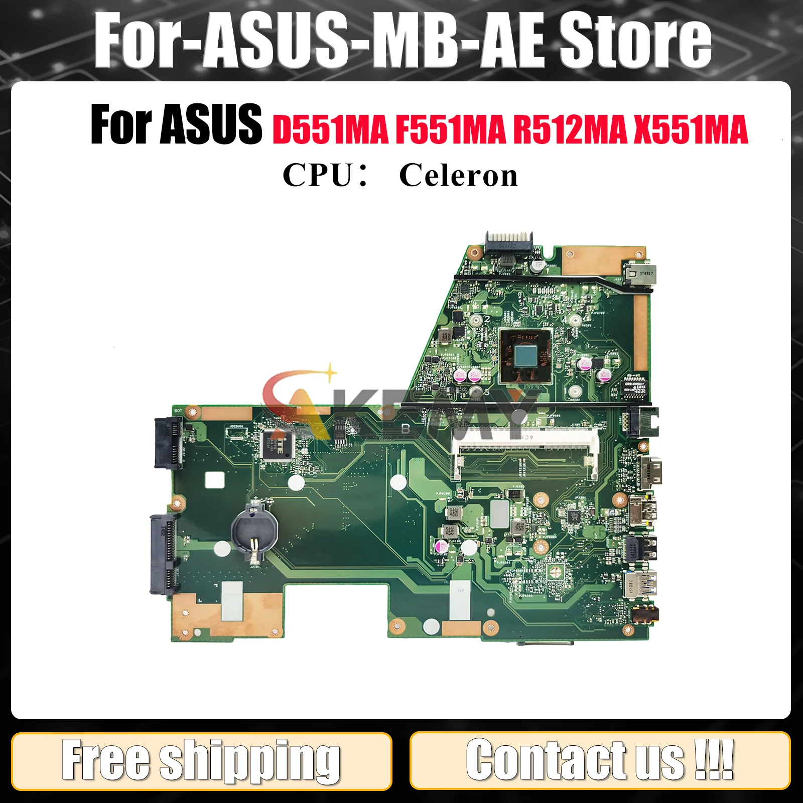 

X551MA Laptop Motherboard For ASUS VivoBook F551MA X551MA X551M D551MA R512MA Notebook Mainboard With Celeron CPU 100% tests OK