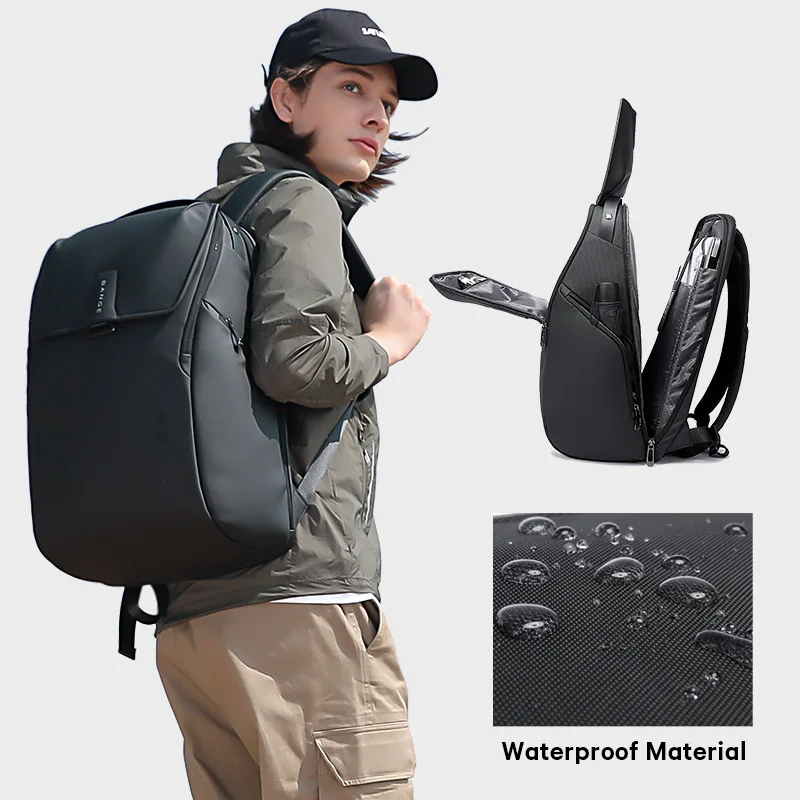 Mochila BANGE para hombre, mochila de viaje escolar impermeable a la moda, mochilas de negocios USB aptas para ordenador portátil de 15,6 pulgadas