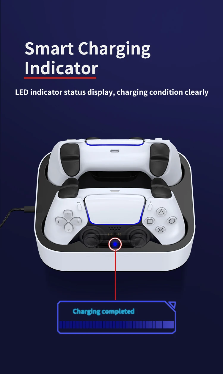 PS5 Fast Dual Charger Dock for Sony PlayStation 5 Wireless Controller USB Type-C Charging Cradle Dock Station LED Indicator