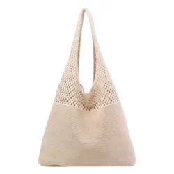 Bolso de fiesta en la playa de verano, monederos, bolso de compras, bolso de punto ahuecado Vintage para mujer, bolso de hombro para mujer, bolso de mano