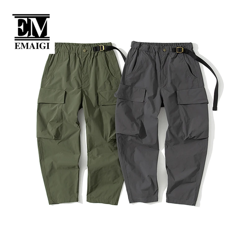 Men Cityboy Outdoor Streetwear Fashion Loose Casual Belt Cargo Pants Sports Trousers Joggers Sweatpants Fishing Climbing Pants