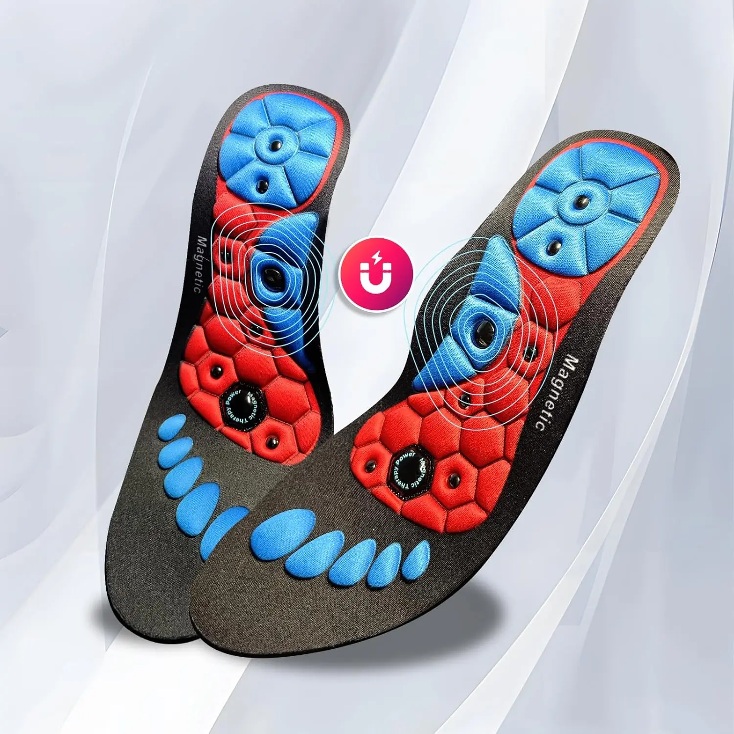 Plantillas de acupresión para pies, Gel ortopédico, insertos magnéticos para zapatos, soporte de tecnología magnética, plantilla transpirable para hombres y mujeres, 1 par
