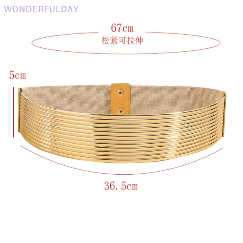 New Fashion Gold Women Waist Belt Bright Long Waist Corset Belts Silver Punk Elastic Cummerbunds Dress Accessories