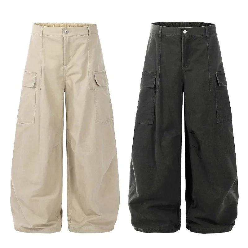 OR FL American Baggy 100 Cotton Women Cargo Trousers Multiple Pockets Staraight Mop the Floor Slacks Women's Wide Leg Pants Y2k