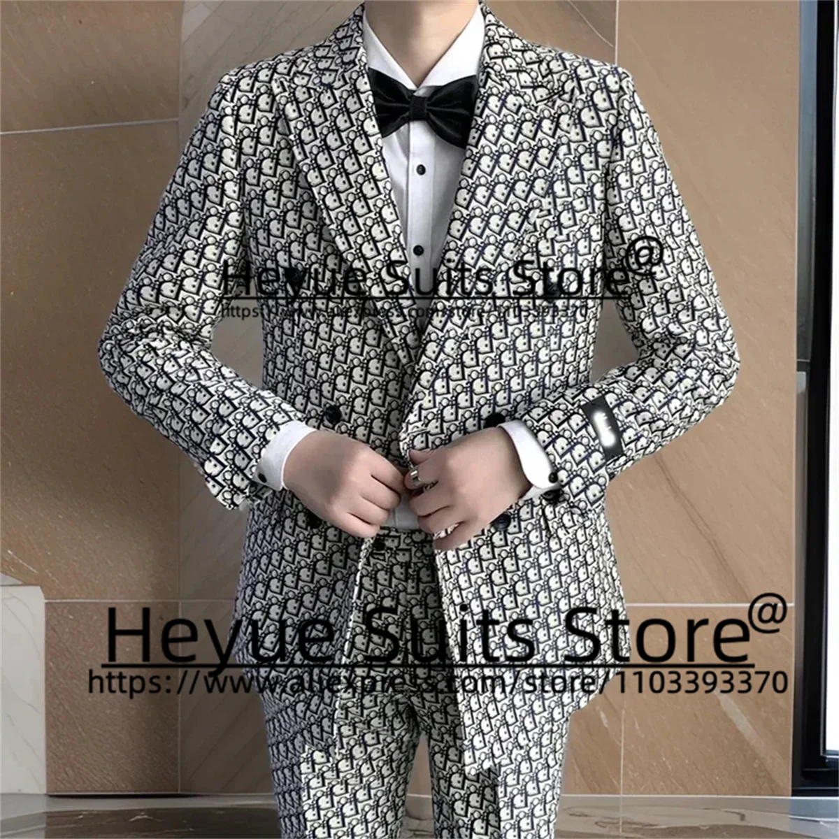 Tailor Made Classic Grey Men Suits Slim Fit Double Breasted Groom Formal Tuxedos 2 Pieces Sets Casual Male Blazers Costume Homme