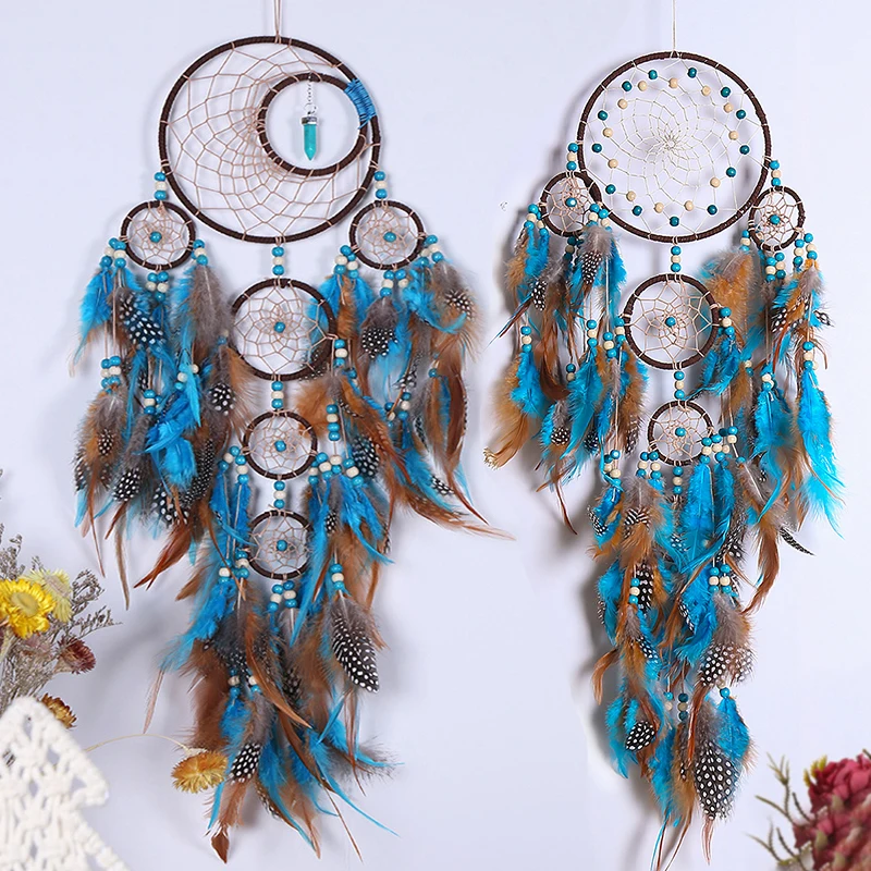 NEW Creative Handmade Five-Ring Dream catchers Pendant Living Room Bedroom Home Decoration Wall Hangings Ornament Dream Catchers