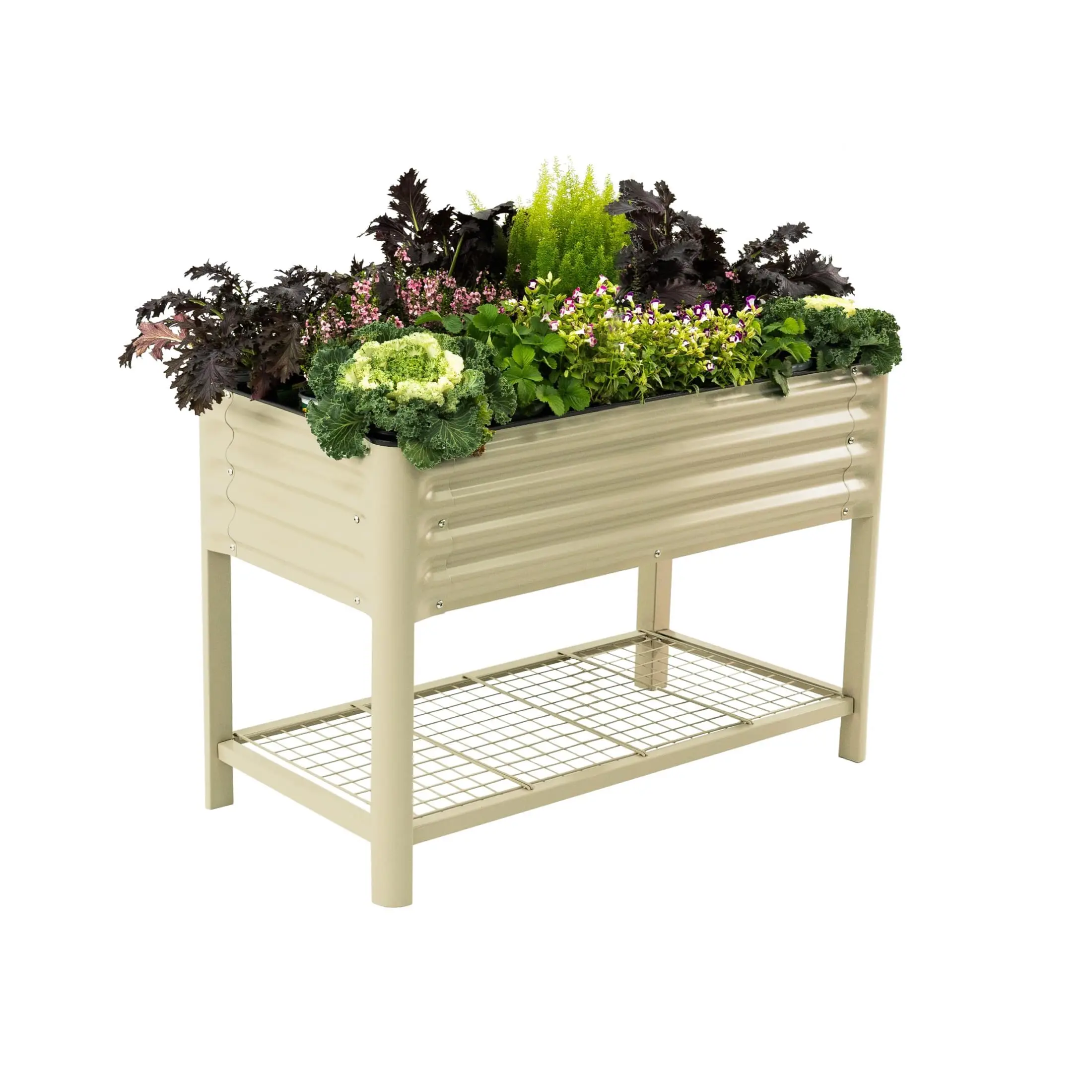Elevated Raised Garden Bed, 2' x 4' Outdoor Planters Boxes with Legs & Storage Rack for Patio, 700 Lbs Weight acity