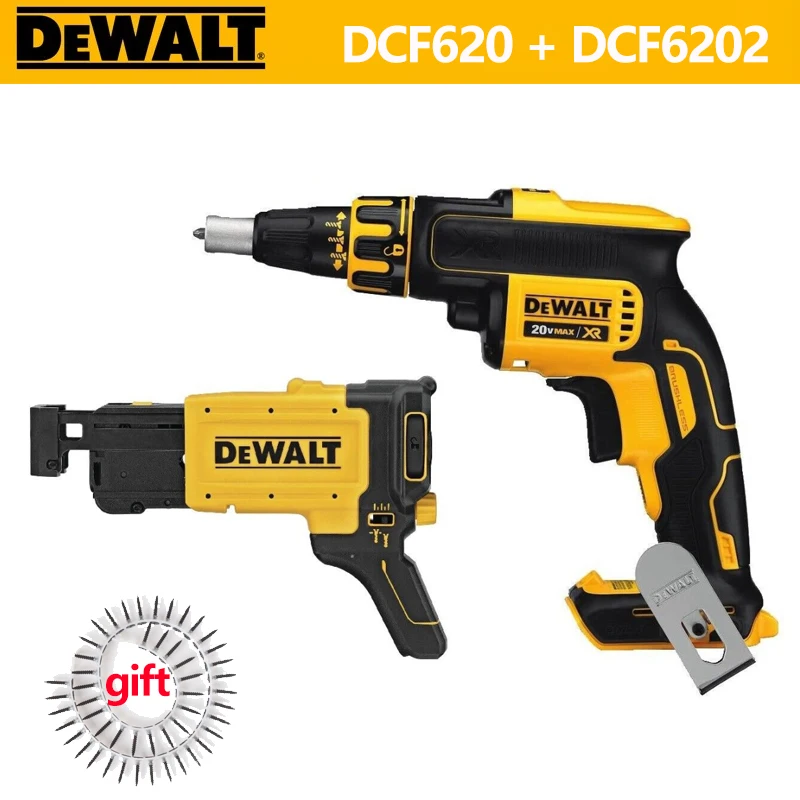 DEWAL DCF620 20-Volt MAX XR Li-Ion Brushless Drywall Screw Gun Lithium Power Tools With DCF6202 Collated Attachment