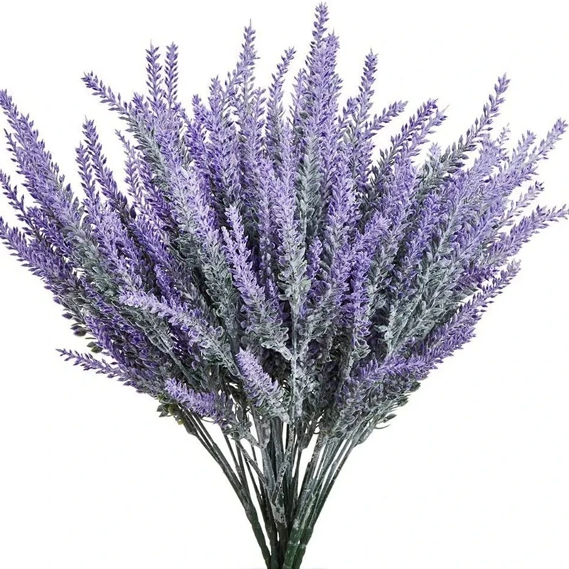 10 Bundles Artificial Lavender Flowers Head Fake Flowers Home Room Table Decor Outdoors Garden Wedding Decoration Outdoor Plants