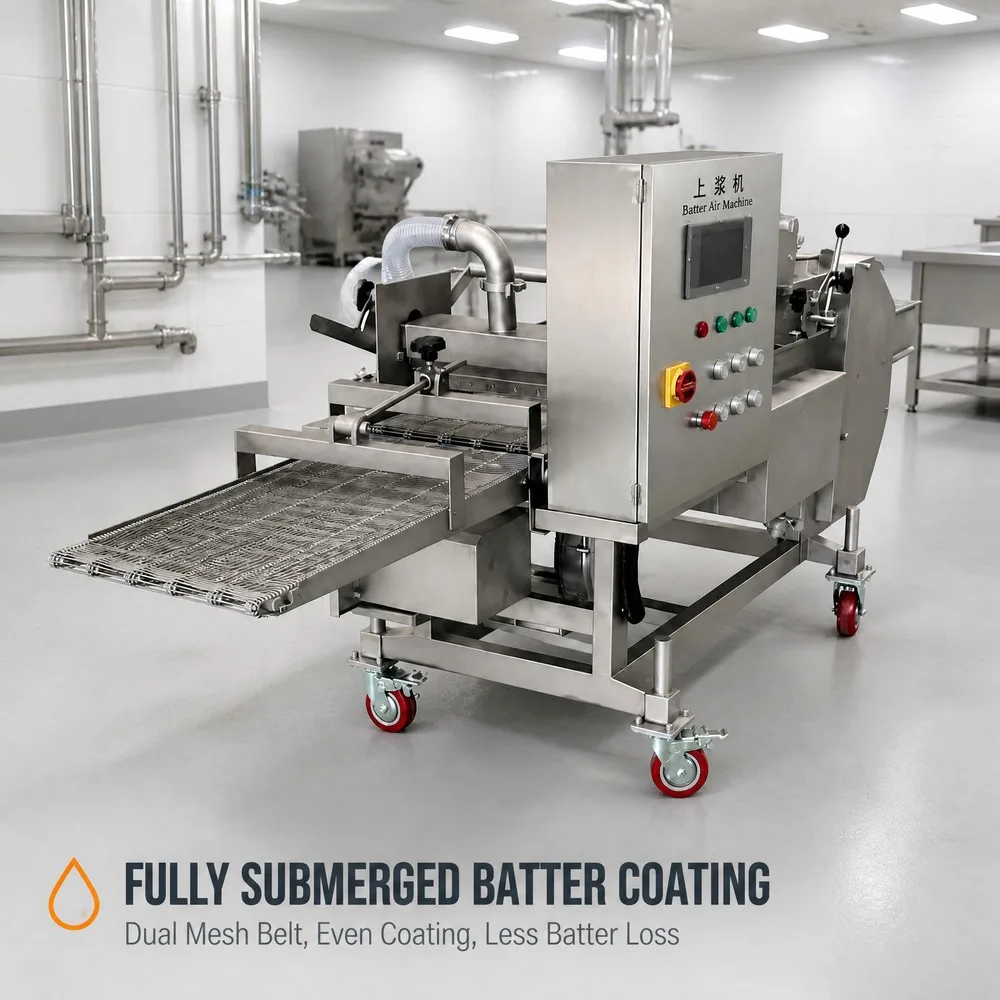 Battering Machine for Tempura Prawn Squid Ring Chicken Wing Batter Coating Production Line in Factory