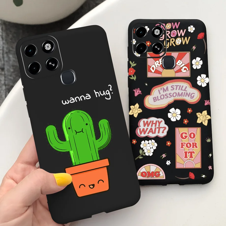 For Infinix Smart 6 Case Cute Cactus Cartoon Dragon Painted Cover 6.6\'\' Soft Silicone Phone Case For Infinix Smart6 X6511 Cover