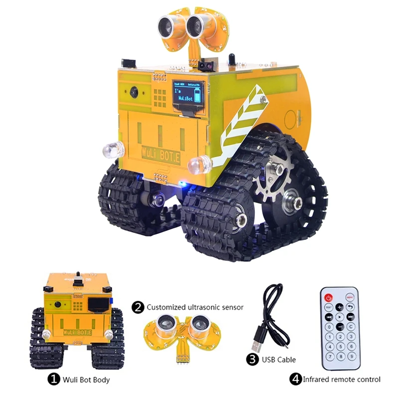 1 szt. Programowalny Robot Wulibot Mixly + Scratch podwójny samochód Robot programowania graficznego wersja standardowa z kamerą