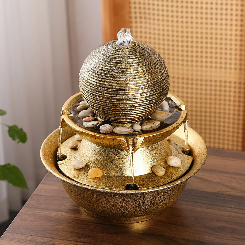 Zen Feng Shui Water Fountain Office Wealth Attracting Desktop Waterfall Mini Relaxing Tabletop Fountain Grand Opening Gift Decor - view 2