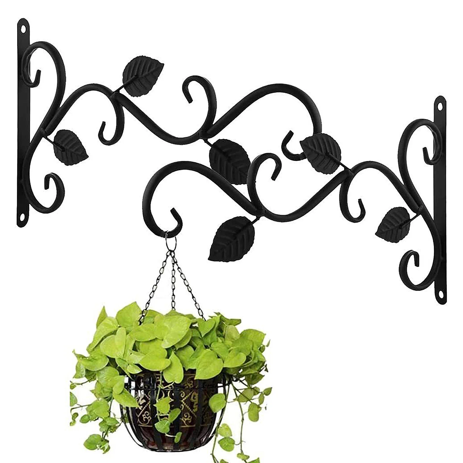 Móc Sắt Ngoài Trời Giá Treo 38X19X2Cm Trang Trí Nhà Bền Đen Treo Tường Hoa Đứng