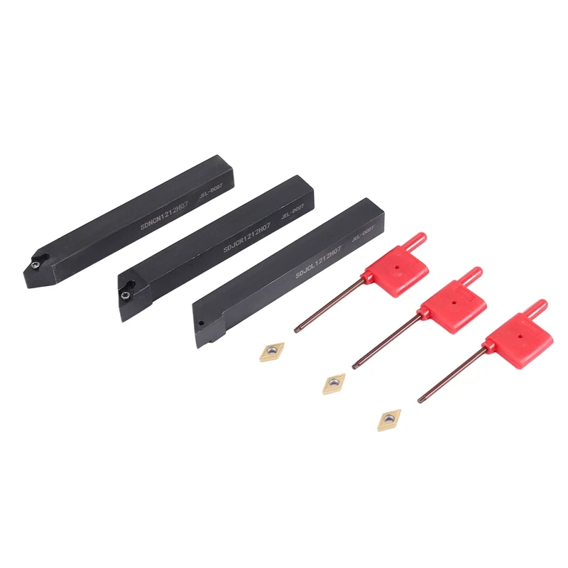 

3Pcs 1/2 Inch CNC Lathe Carbide Turning Tools Indexable Holder Set SDNCN1212H07 + SDJCL1212H07 + SDJCR1212H07+3Pcs DCMT070204 In