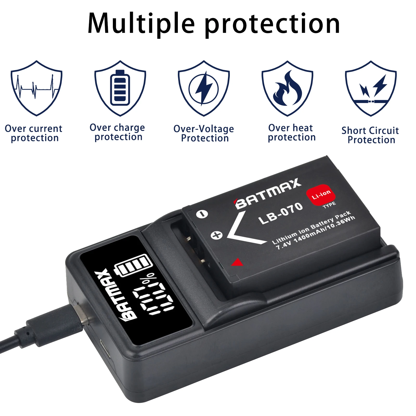 Batmax 1400mAh LB-070 LB 070 بطارية Akku + شاحن لـ Kodak Pixpro AZ901، Pixpro AZ901 Astro Zoom، PIXPRO S1، PIXPRO S-1 #4