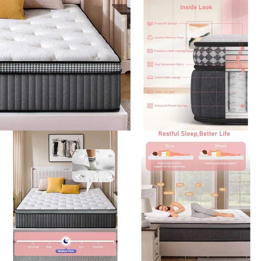 

10 Inch Twin Hybrid Mattress with Gel Memory Foam and Pocket Springs for Enhanced Comfort and Motion Separation