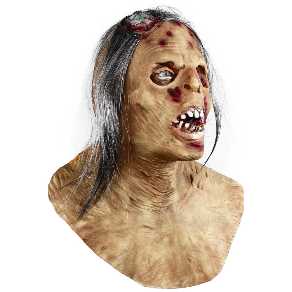 Đáng Sợ Zombie Head Mặt Nạ Cao Su Creepy Halloween Trang Phục Đạo Cụ Kinh Dị Dành Cho Người Lớn Fancy Dress Đảng Trang Trí