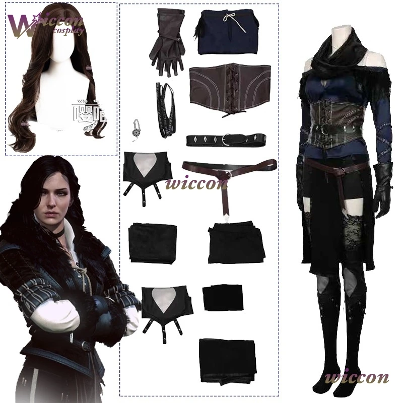 أزياء الباندا Witcher3 Yennefer of Vengerberg Janka Jenny التأثيرية أزياء الهالوين للنساء البالغات أزياء السراويل البدلة المعرض الزي شعر مستعار