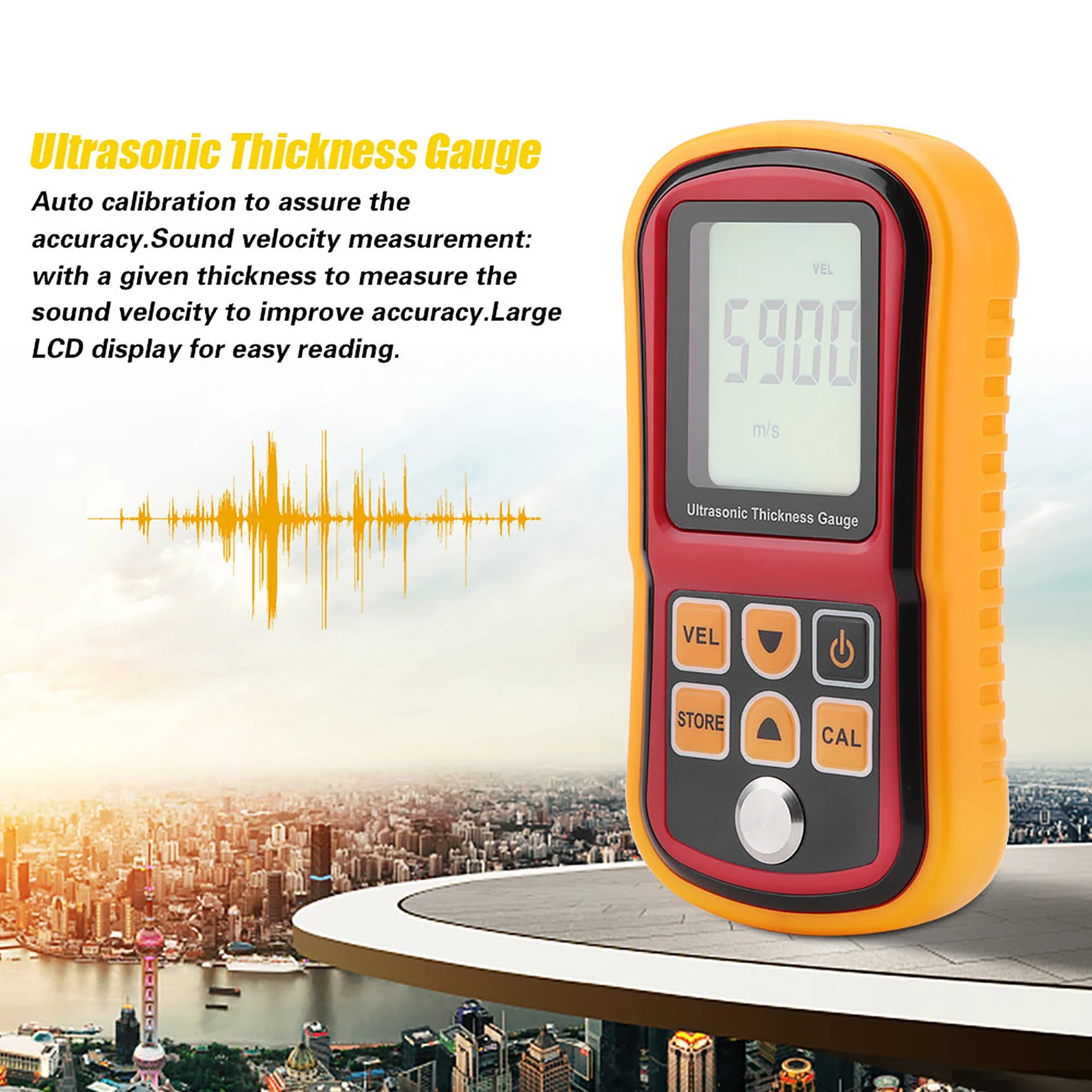 Digital Thickness Tester 100 Digital Ultrasonic Thickness Gauge 1.2‑300mm Steel Width Testing Monitor Thickness Gauge Tester