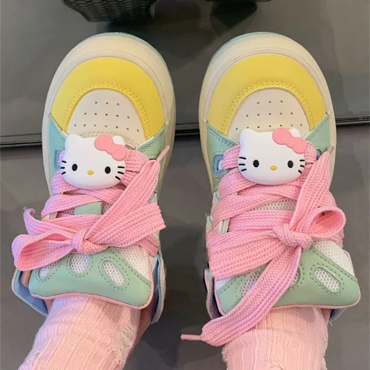 Sanrio Hello Kitty Ice Cream Academy Style Board Shoes Women Korean Version Casual Sports Shoes New Trend Versatile Couple Shoes