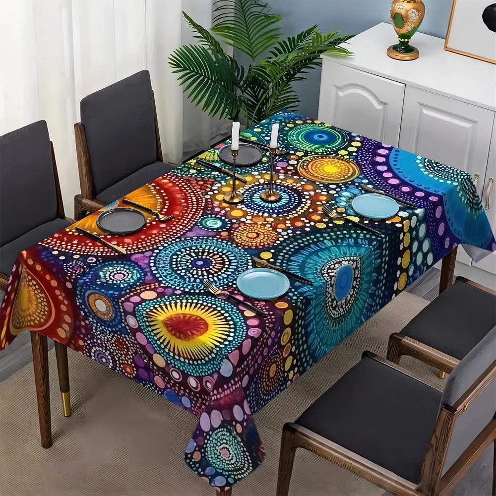 1pc New Geometric / Bohemian / Floral Attractive and Fashionable Patterned Long Rectangular Tablecloth.PMJ