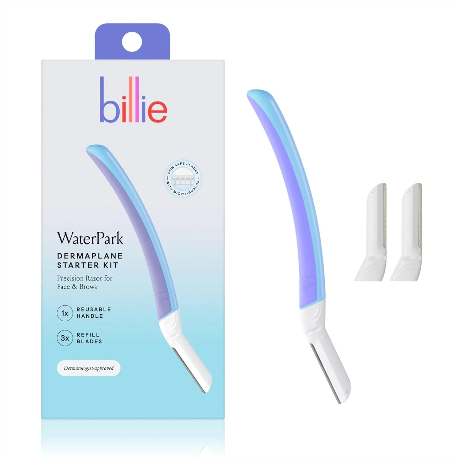 Kit de Inicio para Dermaplaning - Mango Reutilizable + 3 Cuchillas de Repuesto - Elimina el Vello Facial y Define las Cejas - Aprobado por Dermatólogos