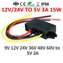 12v24v to 5 Volt 3A DC DC Step Down Converter Car LED Buck to 5V Switching Power Supply 9V 12V 24V 36V 48V 60V 72v 80v  to 5V