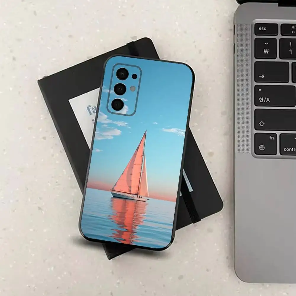 Painting Art Sailing Boat Phone Case For Samsung Galaxy A73,91,80,72,51,53,52,71,22,5G,Note,J7,8,9 Soft Black Cover