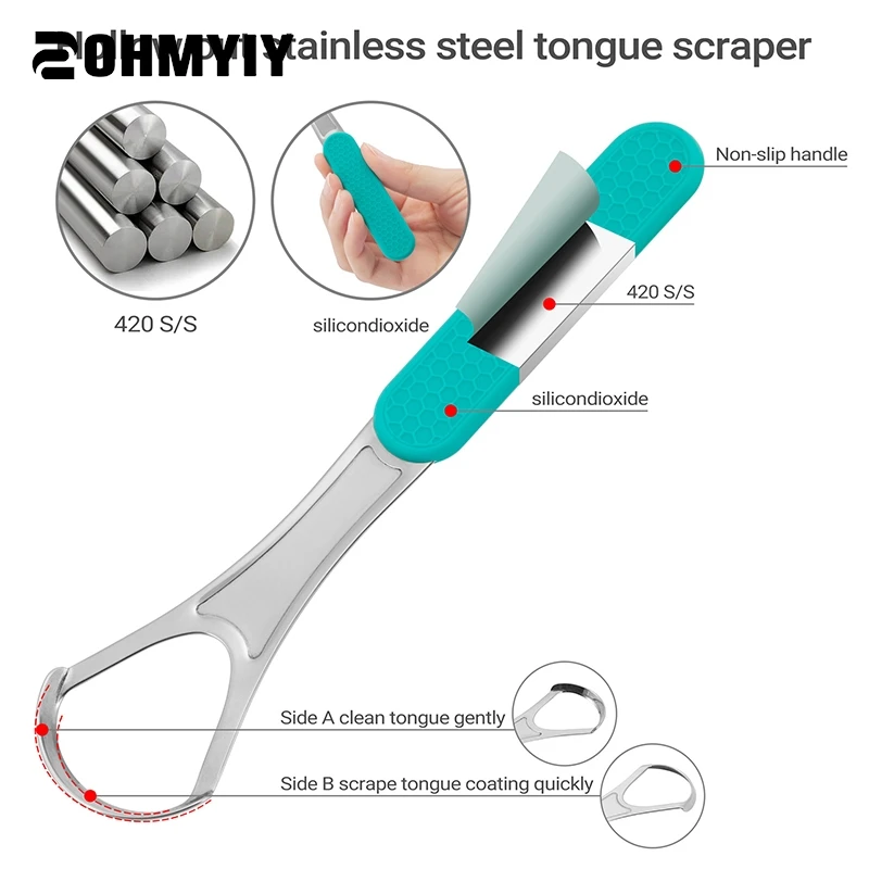 Pengeruk lidah baja tahan karat, Pembersih logam dapat dipakai ulang & ramah lingkungan sikat perawatan mulut segar