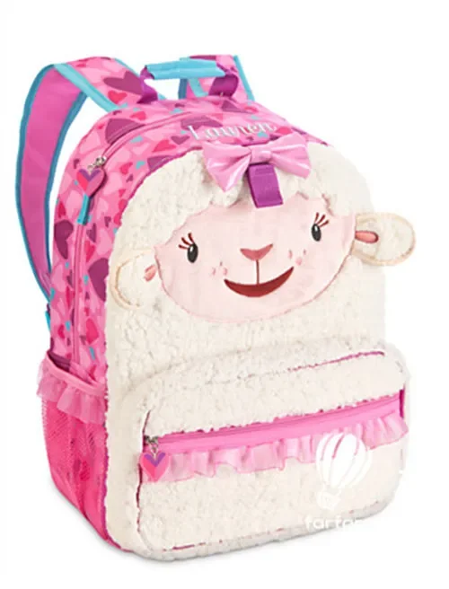 Imagem -02 - Cute Lambie Lamb Plush Bolsa para Crianças Mochila Anime Mochilas Escolares para Meninas Mochilas Escolares para Crianças Mochilas de Escola Primária Kawaii