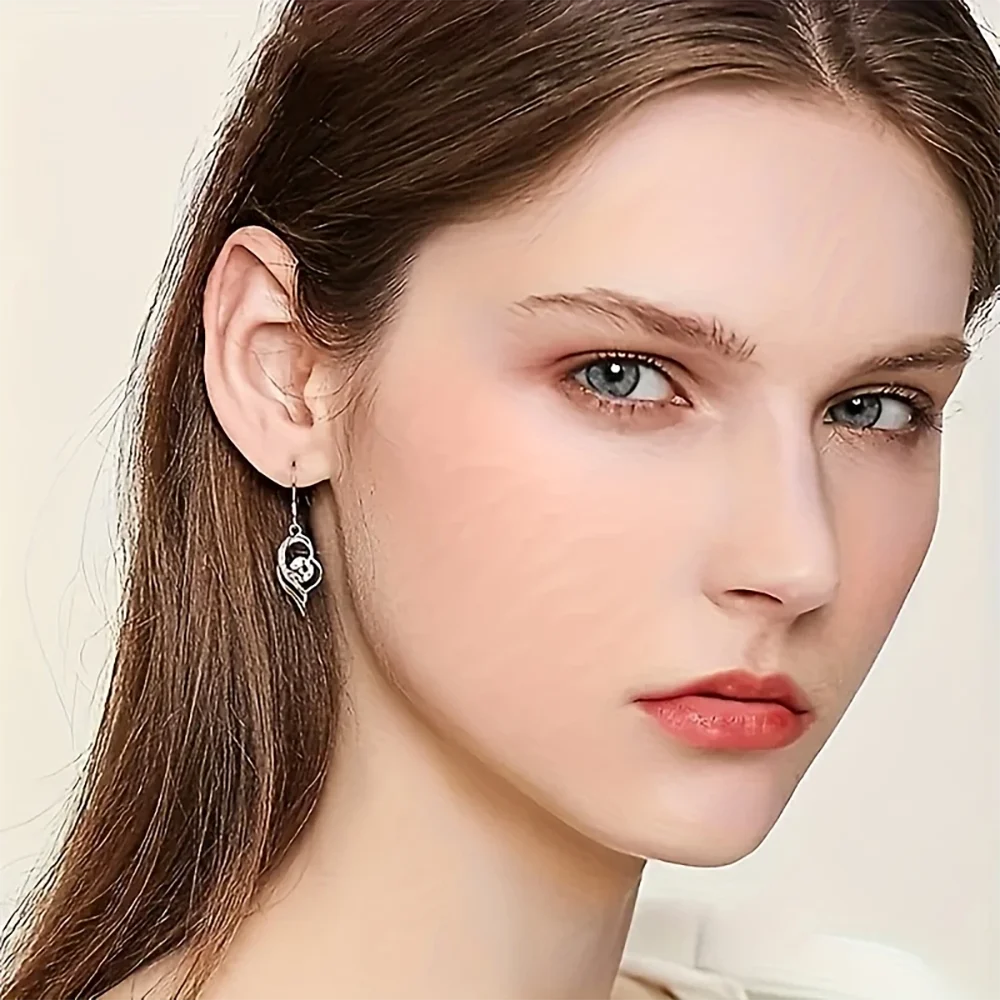 S925 الفضة مويسانيتي 0.5 قيراط المحيط على شكل قلب أقراط مزاجه المألوف الكلاسيكية الراقية عادية رائعة المرأة الولايات المتحدة الأمريكية