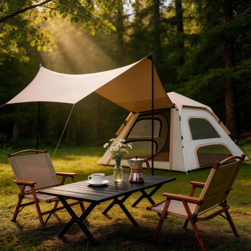Four Seasons Waterproof Outdoor Camping Table and Chair Tent Set with Quick Open Extra