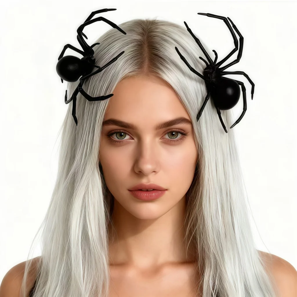

1-piece Halloween simulation plastic spider hair clip black spider accessories prank party decorations suitable for men and wome