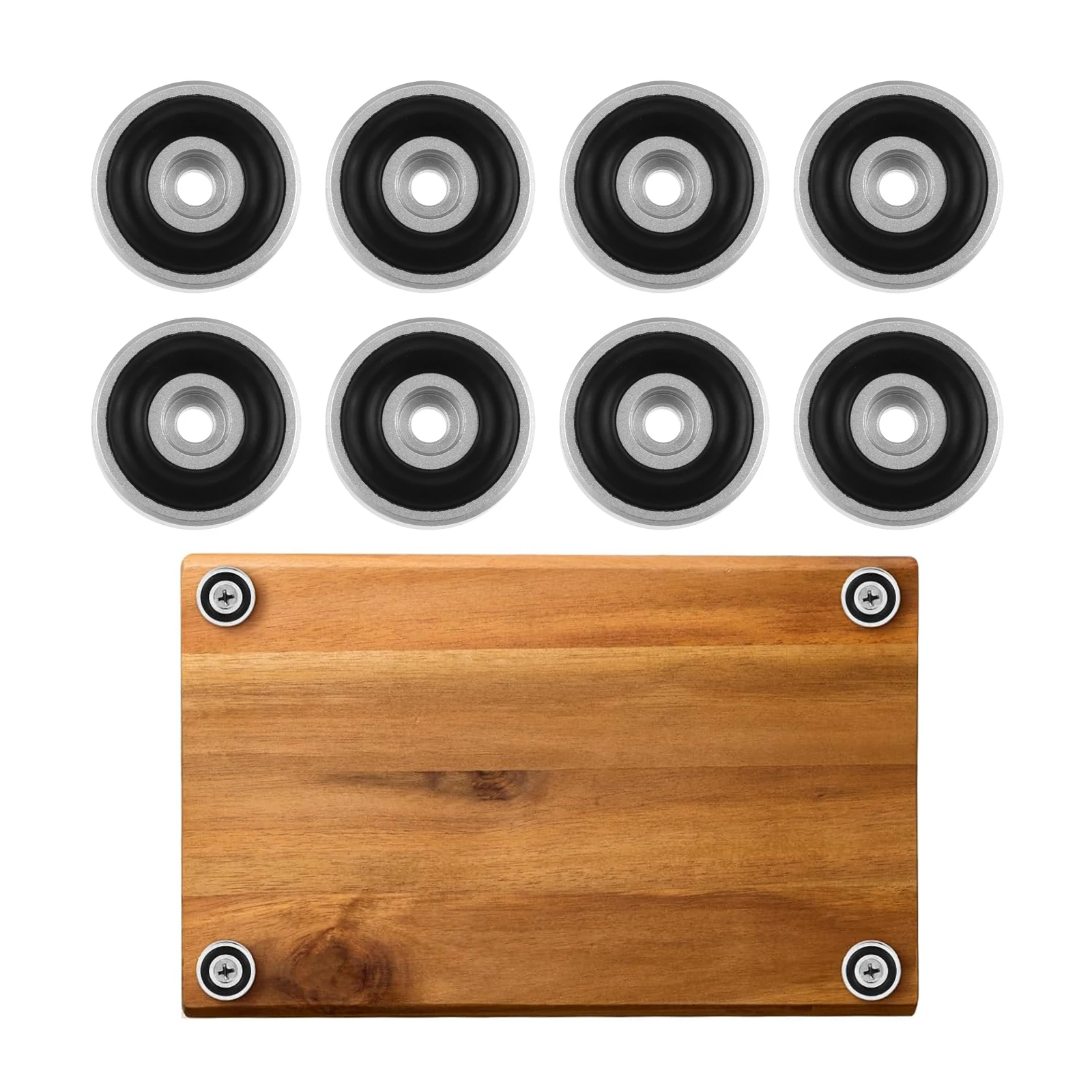 4Pcs Cutting Board Feet with Non Slip Pads Board Feet Legs with Silicone Rubber and Screws Kit for Kitchen Unfinished Cutting image 2