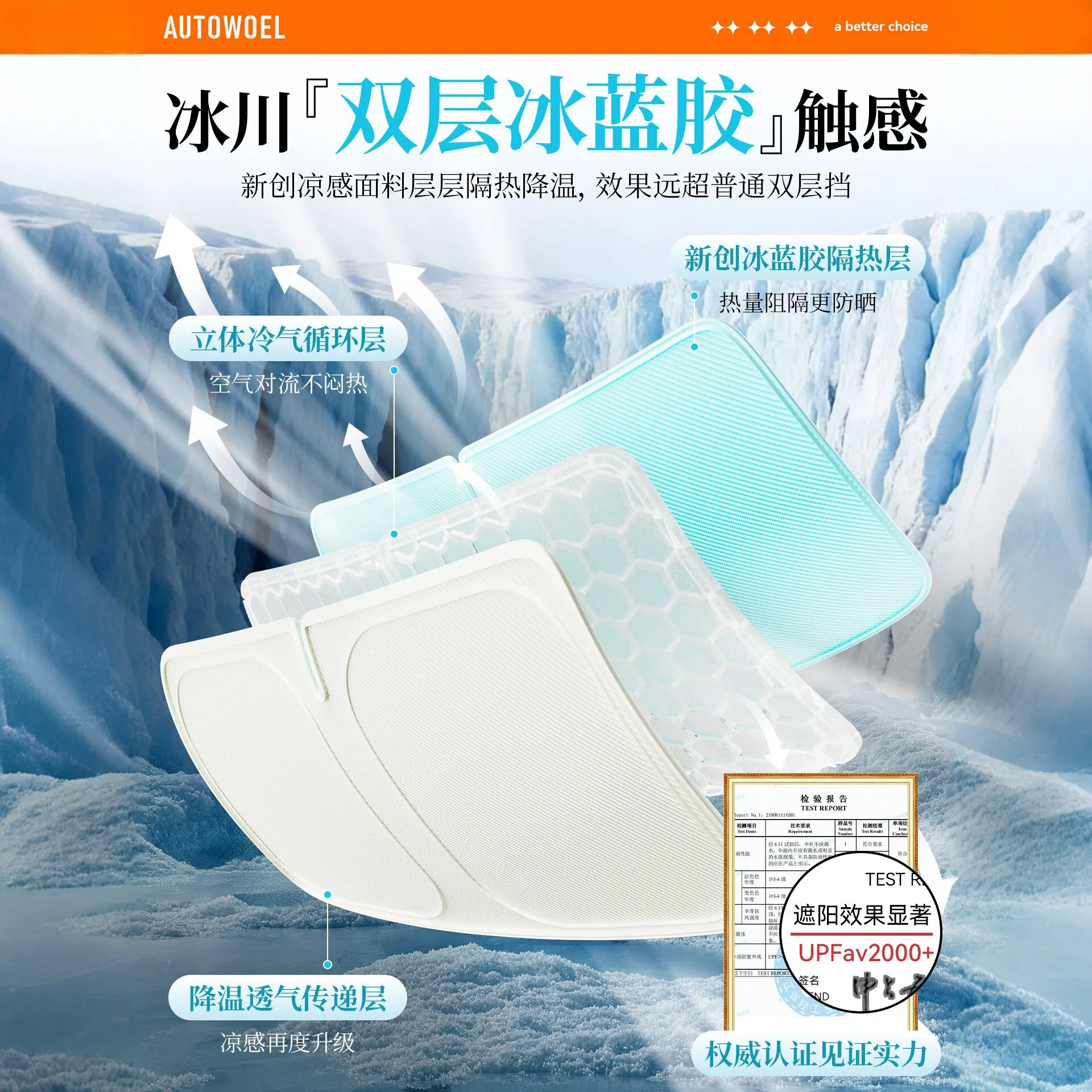 Double Layer Front Windshield Sun Shade Ice Blue Reflective Foldable Sunshade Shield with Storage Bag for Sedan SUV MPV