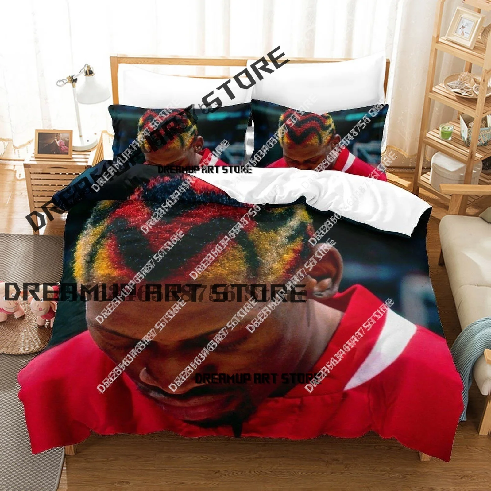 Conjunto de cama rodman com impressão 3d, conjunto de cama individual, gêmeo, queen, king size, aldult, quarto infantil, conjuntos de capa de edredom, impressão 3d, anime