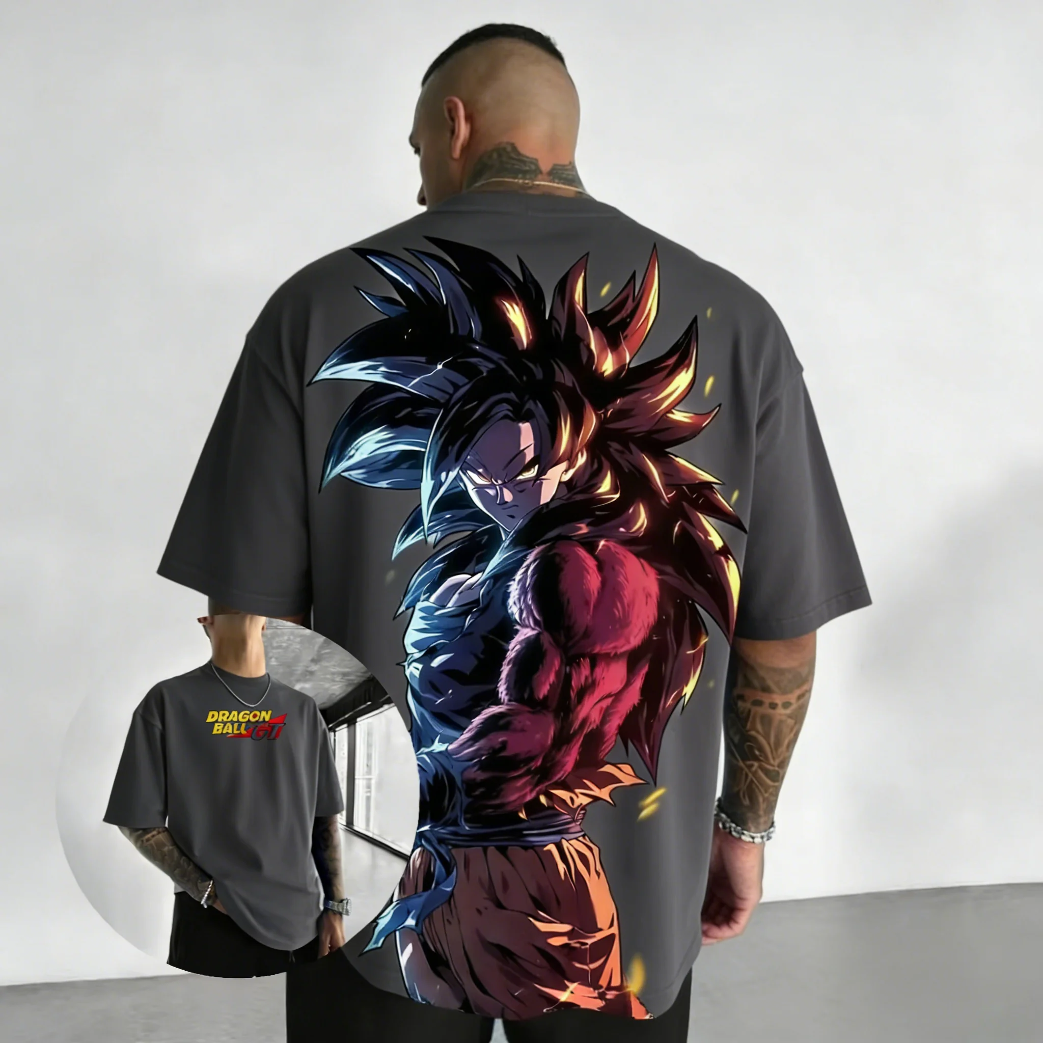 Dragon Ball GT Anime Cotton T-shirt 2026 Summer New Super Saiyan 4 Printed Men's Hip Hop Oversized Casual Short Sleeve Top view 5