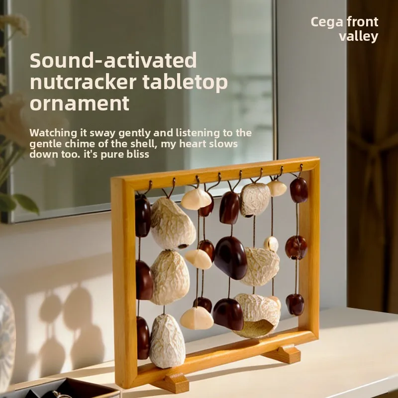 Desktop Nutshell Row Bell Mori Desktop Solid Wood Ornament Hanging Charm Handmade Nutshell