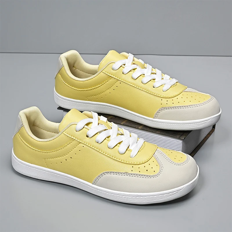 

Fashion Yellow Walking Shoes Unisex Wide Toe Men's Barefoot Sneakers Comfy Leather Casual Sports Shoes For Men Women Big Size 47