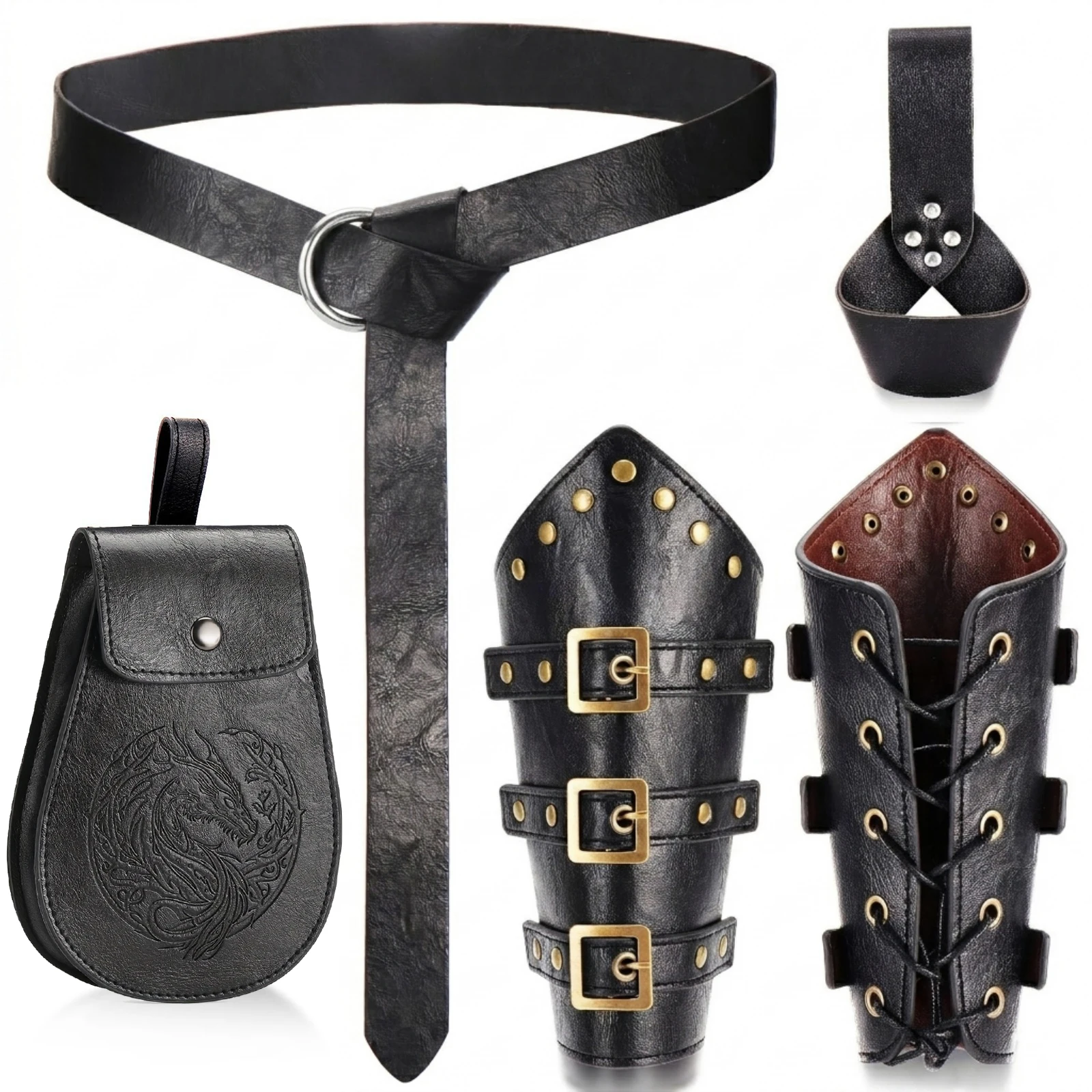 Cosplay Prop Patterns - 5pcs Renaissance Costume Accessories Leather Waist