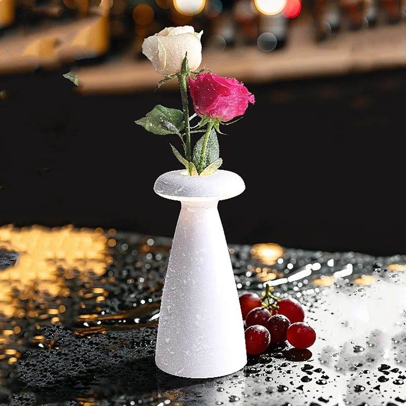 Vintage Ceramic Table Lamp with Flower Vase, USB Rechargeable Touch Dimmable LED Night Light for Bedroom Living Room Desk Decor