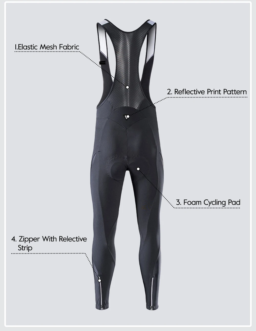 RION Herren Winter-Radhose mit Trägerhose, Fleece-gefüttert, Thermo-MTB-Tights, Polsterung, warm, winddicht, Profi-Fahrradhose für Outdoor-Sportarten – Detail 8