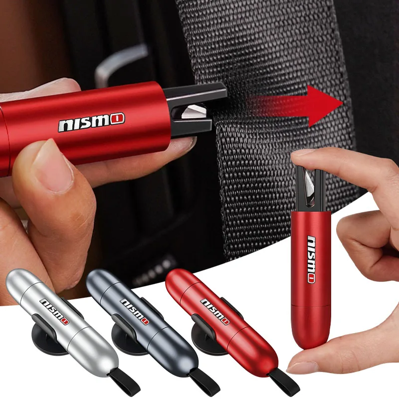 Car Safety Hammer Emergency Window Breaker Seat Belt Cutting Machine Emblem For Nissan Nismo GTR Tiida T30 T32 Wheel Center Caps