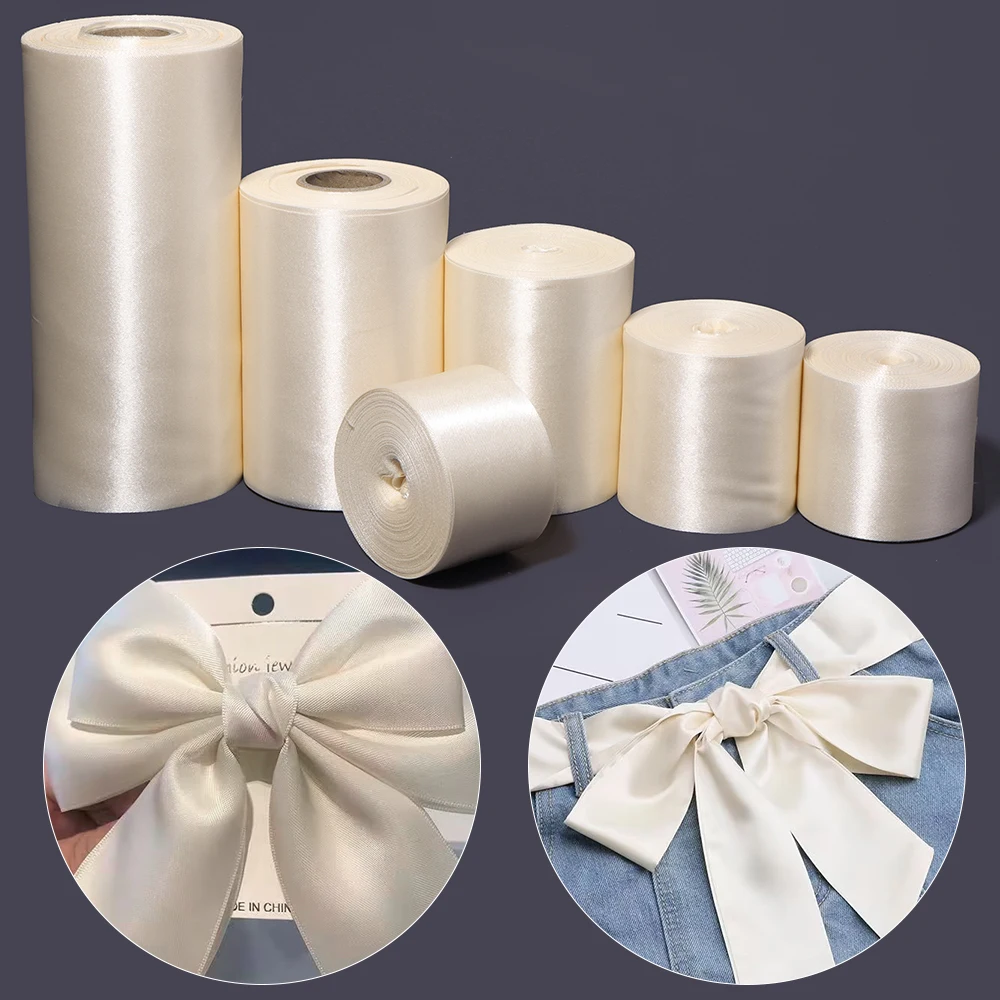 20 Yards 4/5/6/8/10/15cm Beige/Rot/Weinrot Satinband Geschenkverpackung Schleife Handgemachtes DIY-Handwerk Weihnachten Hochzeit Geburtstagsfeier Dekoration – Detail 1
