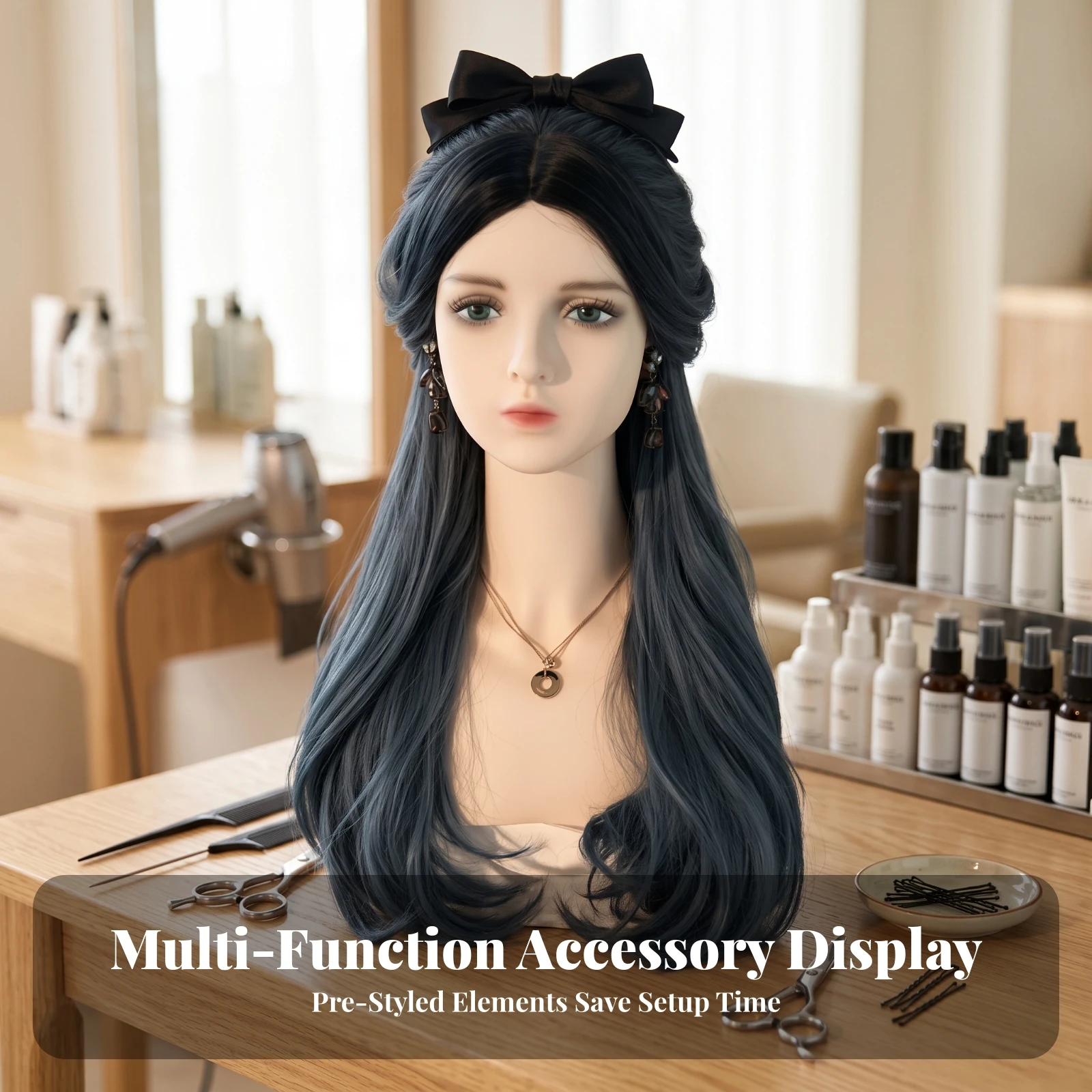 Female Mannequin Head Realistic Mannequin Head with Shoulders Lightweight Sophisticated for Hair Stylists, Salons