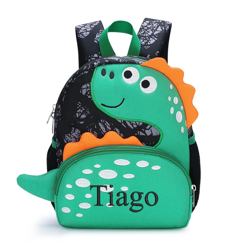 Personalized Embroidered Mini Backpack Bags for Perschool Schoolbags with chest strap 3D Cartoon Dinosaur Kindergarten Schoolbag