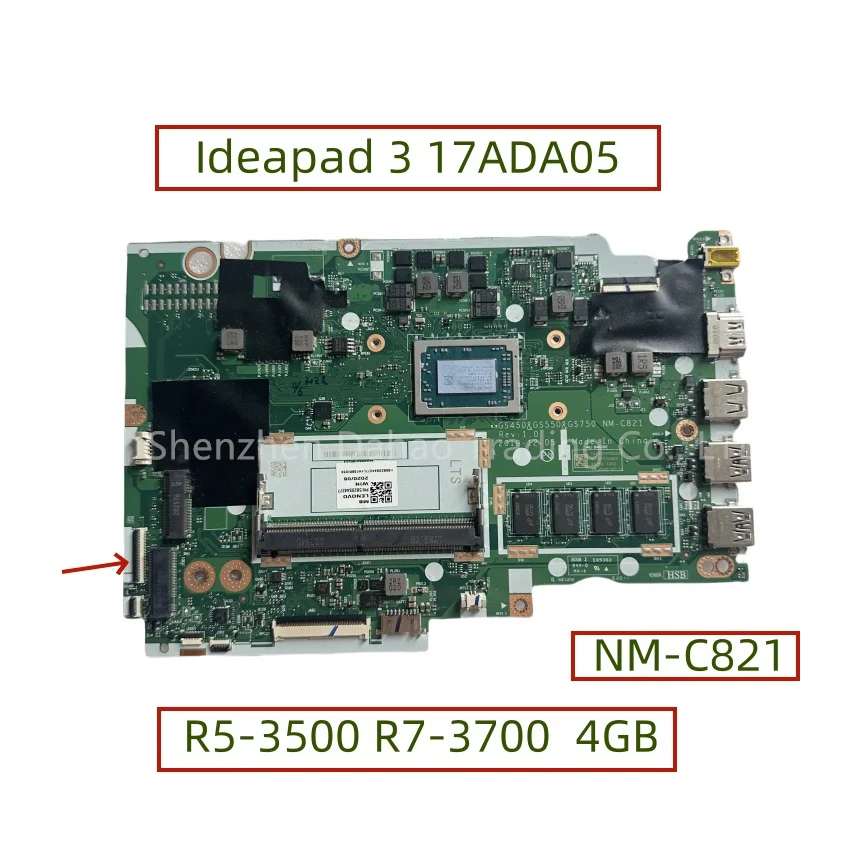 

Материнская плата для ноутбука Lenovo Ideapad 3 17ADA05 с фотографическим процессором, 4 Гб, Φ 5B20S44377 5B20S44375 DDR4, полностью протестирована